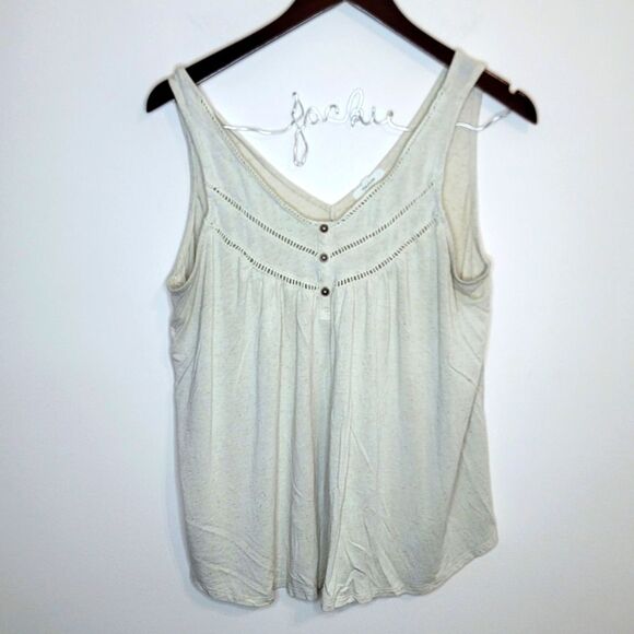 Maurices Cream Linen Blend Tank Top Size Large - Picture 1 of 9